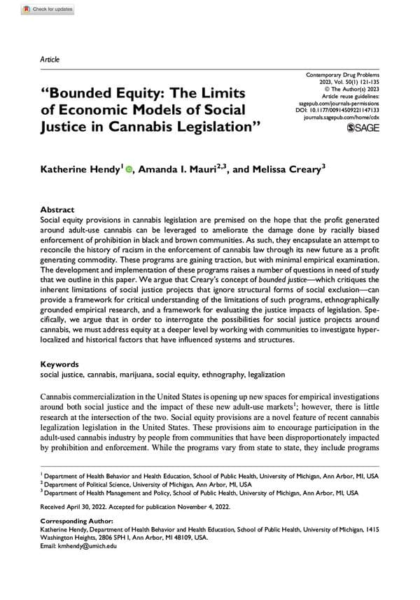 "Equidad limitada": Los límites de los modelos económicos de justicia social en la legislación sobre el cannabis