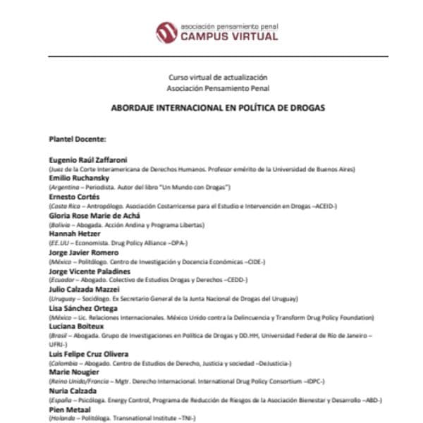 Segundo curso virtual de actualización: Política de Drogas - Abordaje internacional