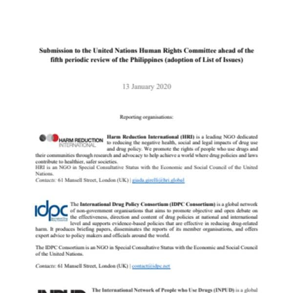 Insumo para el Comité de Derechos Humanos de la ONU previo a la 5ª revisión periódica de Filipinas