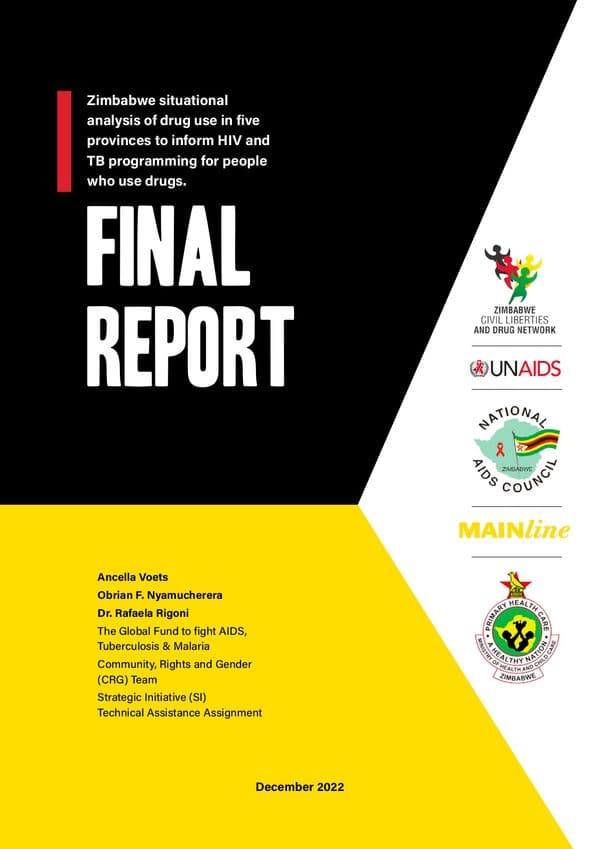 Zimbabwe situational analysis of drug use in five provinces to inform HIV and TB programming for people who use drugs