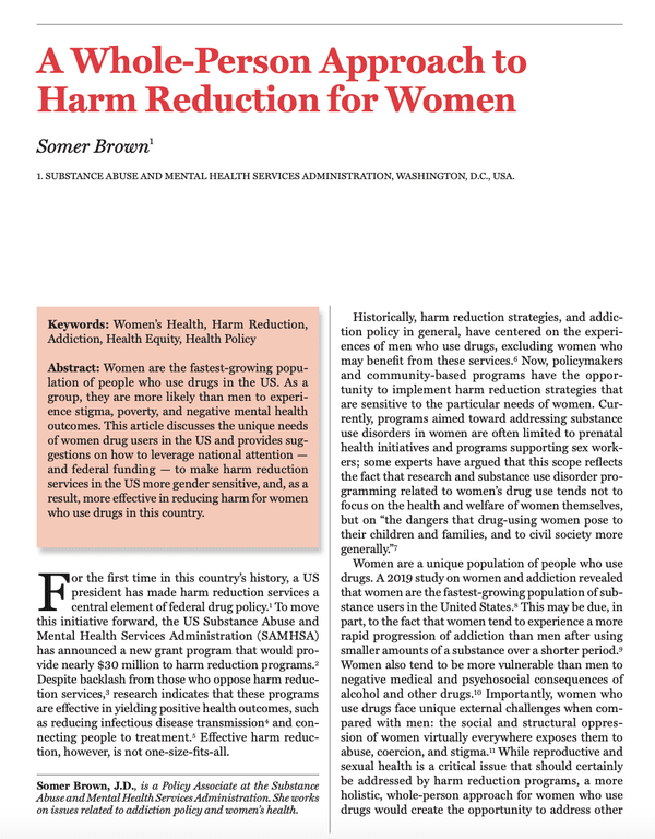 A whole-person approach to harm reduction for women