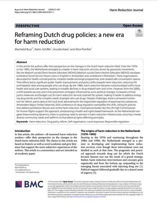 Reframing Dutch drug policies: a new era for harm reduction