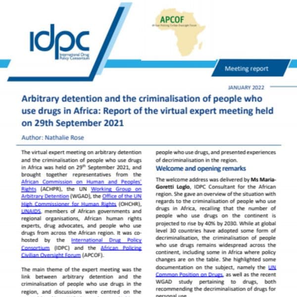 Détention arbitraire et criminalisation des personnes usagères de drogues en Afrique