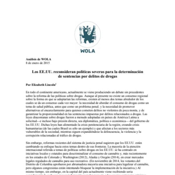 Los EE.UU. reconsideran políticas severas para la determinación de sentencias por delitos de drogas